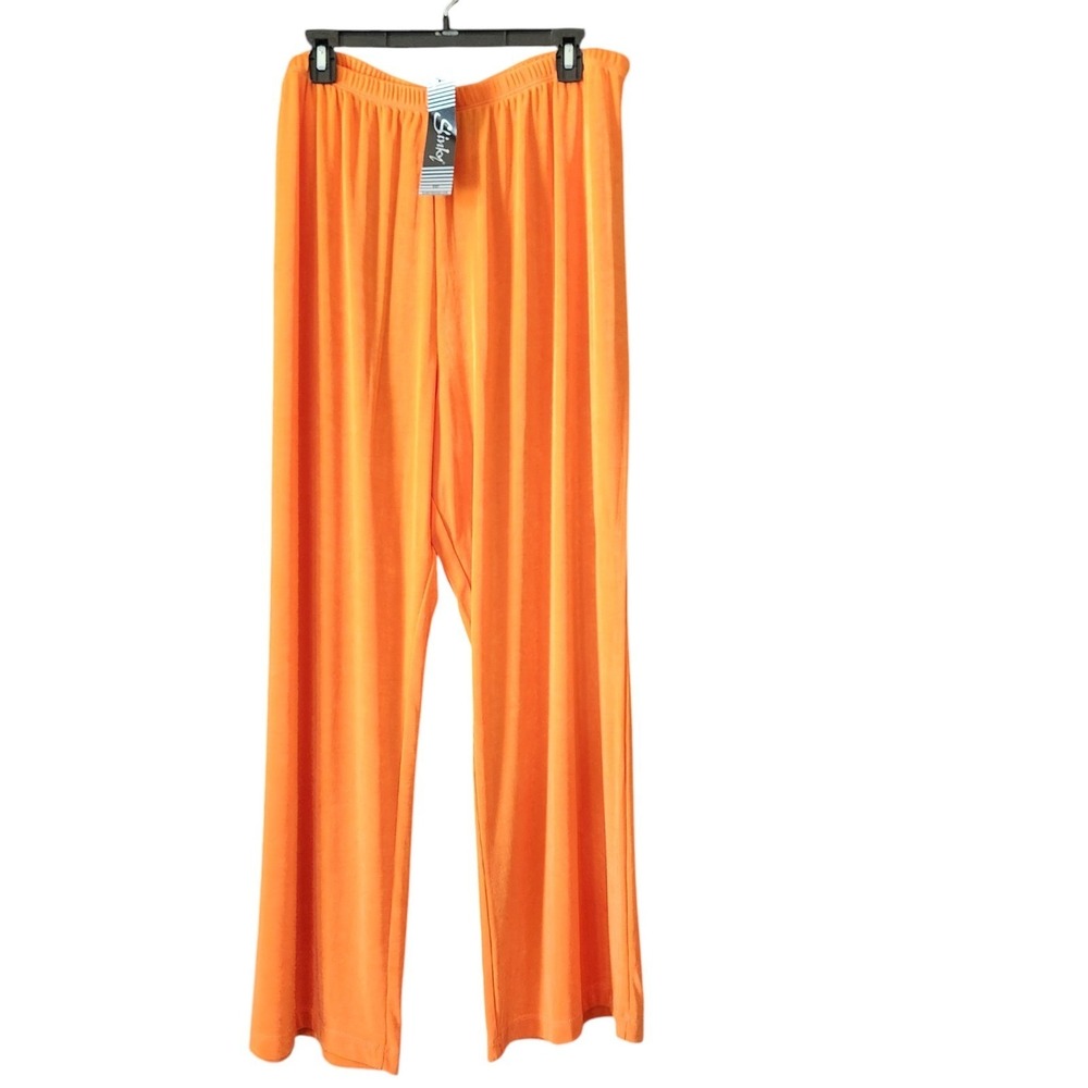 VTG 90s Slinky Brand Pants Womens 2X Petite XXL Orange Straight Leg‎ NWT